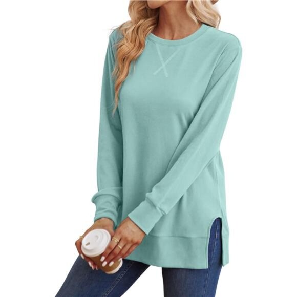 Women's Sweatshirt – Side Split, Long Sleeve Fall Fashion - Picture 2 of 6